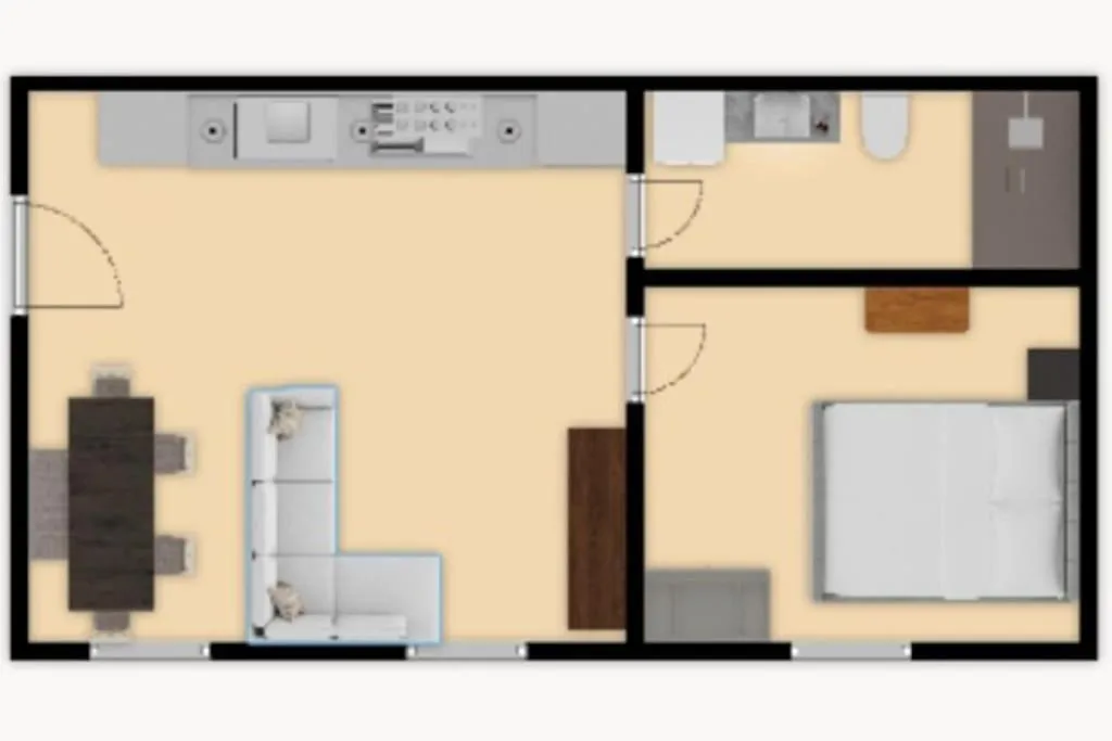 Central 2-room souterrain flat